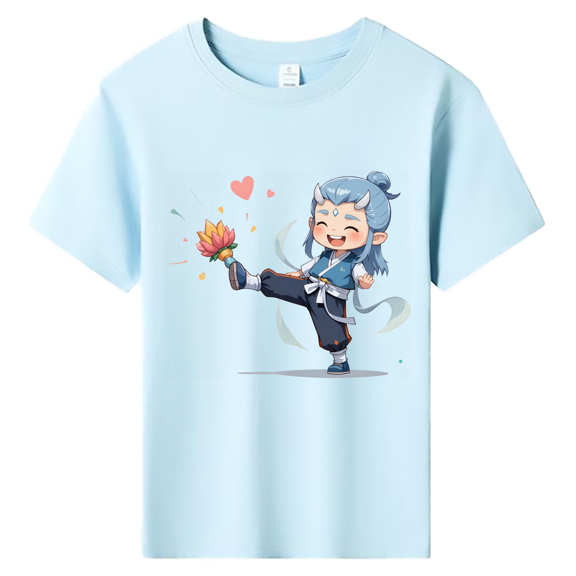 （画像用） Ne Zha 2 ナタ 魔童の大暴れ 綿100％キッズTシャツ（フロントプリント）
